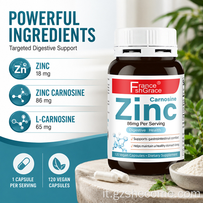 Shecome Zinco Carnosina Capsule Salute dell'apparato digerente
